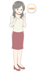 人差し指を立てる女性
