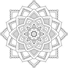 Easy Mandala coloring book simple and basic for beginners, seniors and children. Set of Mehndi flower pattern for Henna drawing and tattoo. Decoration in ethnic oriental, Indian style.