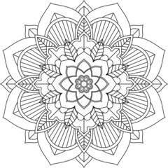 Easy Mandala coloring book simple and basic for beginners, seniors and children. Set of Mehndi flower pattern for Henna drawing and tattoo. Decoration in ethnic oriental, Indian style.