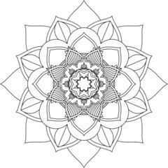 Easy Mandala coloring book simple and basic for beginners, seniors and children. Set of Mehndi flower pattern for Henna drawing and tattoo. Decoration in ethnic oriental, Indian style.