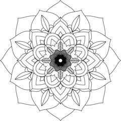 Easy Mandala coloring book simple and basic for beginners, seniors and children. Set of Mehndi flower pattern for Henna drawing and tattoo. Decoration in ethnic oriental, Indian style.
