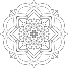 Easy Mandala coloring book simple and basic for beginners, seniors and children. Set of Mehndi flower pattern for Henna drawing and tattoo. Decoration in ethnic oriental, Indian style.