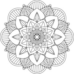 Easy Mandala coloring book simple and basic for beginners, seniors and children. Set of Mehndi flower pattern for Henna drawing and tattoo. Decoration in ethnic oriental, Indian style.