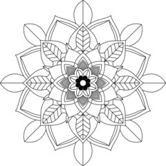 Easy Mandala coloring book simple and basic for beginners, seniors and children. Set of Mehndi flower pattern for Henna drawing and tattoo. Decoration in ethnic oriental, Indian style.
