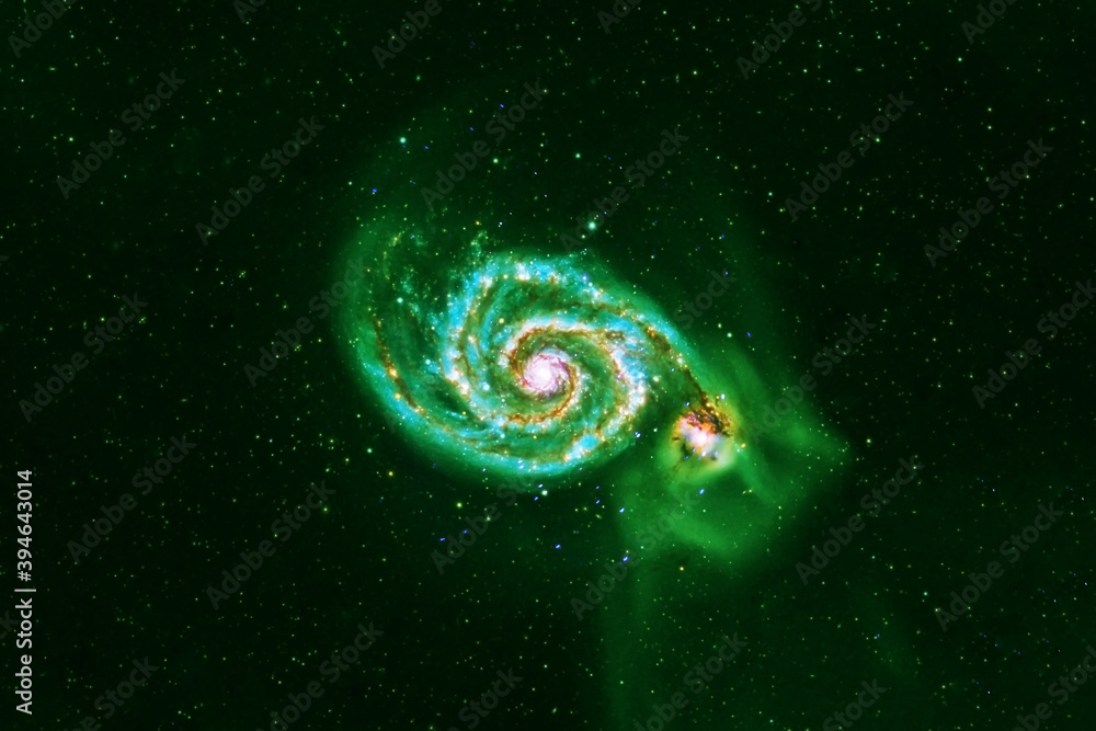 Wall mural green galaxy in deep space. elements of this image furnished by nasa