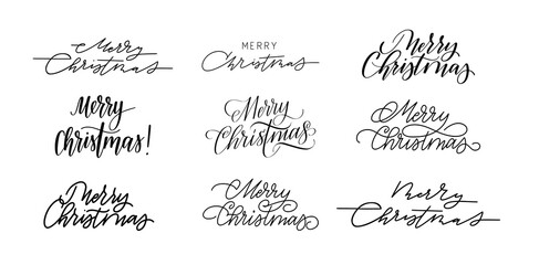Merry Christmas seasonal calligraphy designs set