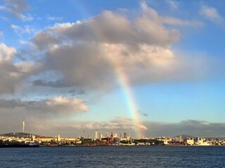 Naklejka na ściany i meble View of rainbow on the coastline of Istanbul, Turkey.
