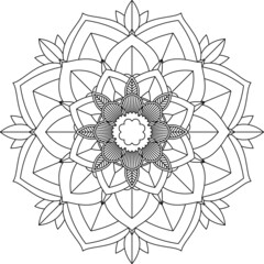 Fototapeta premium Easy Mandala coloring book simple and basic for beginners, seniors and children. Set of Mehndi flower pattern for Henna drawing and tattoo. Decoration in ethnic oriental, Indian style.
