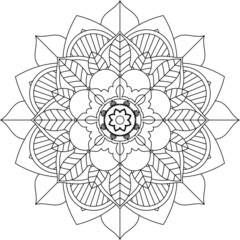 Easy Mandala coloring book simple and basic for beginners, seniors and children. Set of Mehndi flower pattern for Henna drawing and tattoo. Decoration in ethnic oriental, Indian style.