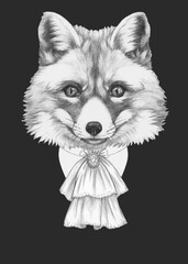 Portrait of Aristocrat Fox. Hand-drawn illustration.