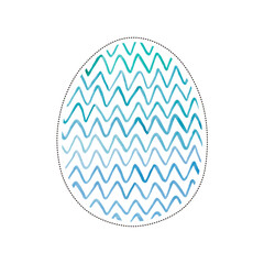 Watercolor illustration of white egg with wavy lines. Hand drawn element to Easter Day greeting card template. Great background for wrapping paper, shirt design print, party invitation, banner, poster