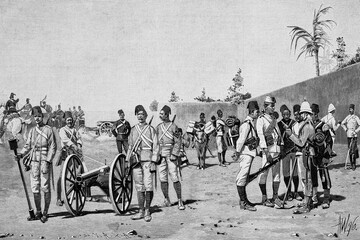 Anglo-Egyptian expedition over Dongola, Sudan. Antique illustration. 1896.