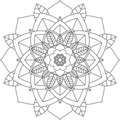 Fototapeta premium Easy Mandala coloring book simple and basic for beginners, seniors and children. Set of Mehndi flower pattern for Henna drawing and tattoo. Decoration in ethnic oriental, Indian style.