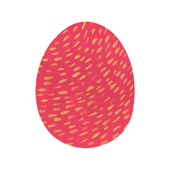 Isolated watercolor illustration of red egg with gold brushstrokes. Hand drawn element for Easter Day greeting card template. Background for wrapping paper, design print, party invitation, poster.