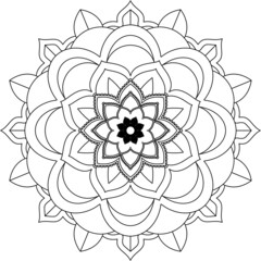 Easy Mandala coloring book simple and basic for beginners, seniors and children. Set of Mehndi flower pattern for Henna drawing and tattoo. Decoration in ethnic oriental, Indian style.