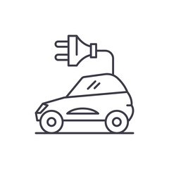 Electric car concept icon, linear isolated illustration, thin line vector, web design sign, outline concept symbol with editable stroke on white background.