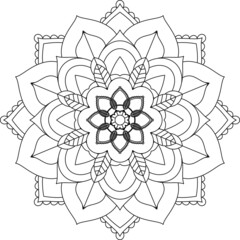 Easy Mandala coloring book simple and basic for beginners, seniors and children. Set of Mehndi flower pattern for Henna drawing and tattoo. Decoration in ethnic oriental, Indian style.