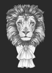 Portrait of Aristocrat Lion. Hand-drawn illustration.