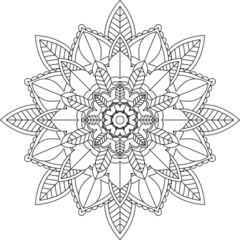 Easy Mandala coloring book simple and basic for beginners, seniors and children. Set of Mehndi flower pattern for Henna drawing and tattoo. Decoration in ethnic oriental, Indian style.