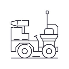 Dumper truck icon, linear isolated illustration, thin line vector, web design sign, outline concept symbol with editable stroke on white background.