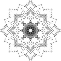 Easy Mandala coloring book simple and basic for beginners, seniors and children. Set of Mehndi flower pattern for Henna drawing and tattoo. Decoration in ethnic oriental, Indian style.