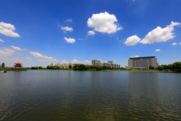 Fototapeta premium Summer Landscape of Waterfront City, Tangshan City, China
