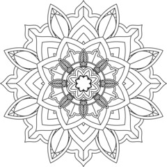 Easy Mandala coloring book simple and basic for beginners, seniors and children. Set of Mehndi flower pattern for Henna drawing and tattoo. Decoration in ethnic oriental, Indian style.