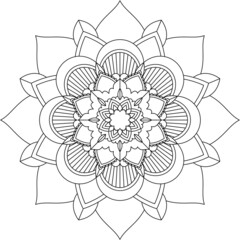 Easy Mandala coloring book simple and basic for beginners, seniors and children. Set of Mehndi flower pattern for Henna drawing and tattoo. Decoration in ethnic oriental, Indian style.