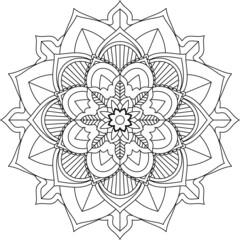 Easy Mandala coloring book simple and basic for beginners, seniors and children. Set of Mehndi flower pattern for Henna drawing and tattoo. Decoration in ethnic oriental, Indian style.