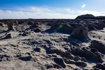Valley of the Moon in the province of San Juan, Argentina. Ancient rock formations similar to the...