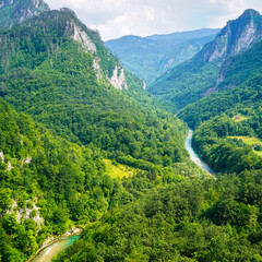 Rafting on a mountain river. Rafting along the mountain rapids. Extreme sports. Mountain canyon.