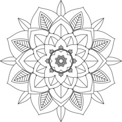 Easy Mandala coloring book simple and basic for beginners, seniors and children. Set of Mehndi flower pattern for Henna drawing and tattoo. Decoration in ethnic oriental, Indian style.
