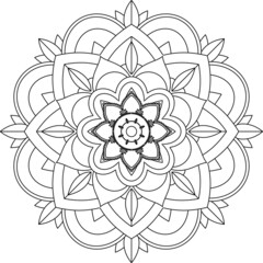 Easy Mandala coloring book simple and basic for beginners, seniors and children. Set of Mehndi flower pattern for Henna drawing and tattoo. Decoration in ethnic oriental, Indian style.