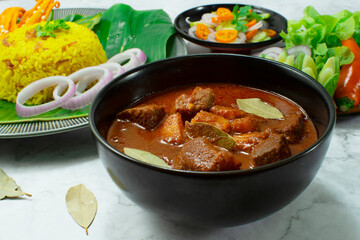 Beef Curry Served  Biryani Rice Indonesian combination Malaysian Food
