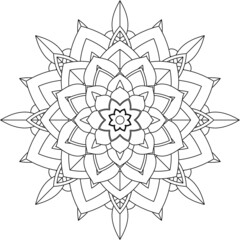 Easy Mandala coloring book simple and basic for beginners, seniors and children. Set of Mehndi flower pattern for Henna drawing and tattoo. Decoration in ethnic oriental, Indian style.