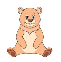 Brown bear. vector illustration character in cartoon style. isolated on white background