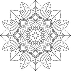 Easy Mandala coloring book simple and basic for beginners, seniors and children. Set of Mehndi flower pattern for Henna drawing and tattoo. Decoration in ethnic oriental, Indian style.