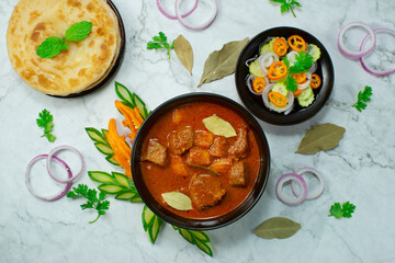 Beef Curry Served Roti Indonesian combination Malaysian Food