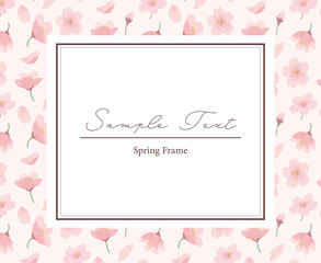 桜　フレーム　春　水彩　手描き
