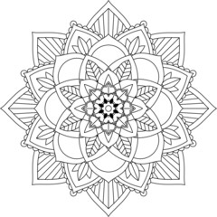 Easy Mandala coloring book simple and basic for beginners, seniors and children. Set of Mehndi flower pattern for Henna drawing and tattoo. Decoration in ethnic oriental, Indian style.