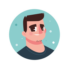 man character avatar in cartoon flat style round icon