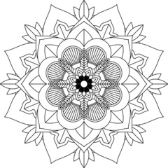 Easy Mandala coloring book simple and basic for beginners, seniors and children. Set of Mehndi flower pattern for Henna drawing and tattoo. Decoration in ethnic oriental, Indian style.