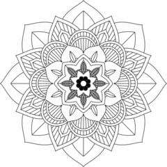 Easy Mandala coloring book simple and basic for beginners, seniors and children. Set of Mehndi flower pattern for Henna drawing and tattoo. Decoration in ethnic oriental, Indian style.