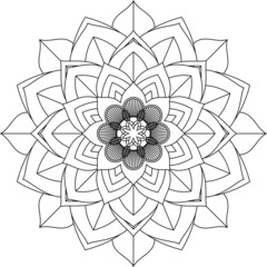 Easy Mandala coloring book simple and basic for beginners, seniors and children. Set of Mehndi flower pattern for Henna drawing and tattoo. Decoration in ethnic oriental, Indian style.