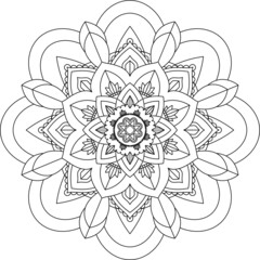 Easy Mandala coloring book simple and basic for beginners, seniors and children. Set of Mehndi flower pattern for Henna drawing and tattoo. Decoration in ethnic oriental, Indian style.