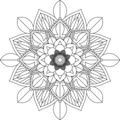 Easy Mandala coloring book simple and basic for beginners, seniors and children. Set of Mehndi flower pattern for Henna drawing and tattoo. Decoration in ethnic oriental, Indian style.