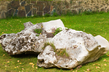 picturesque and very large stone boulder