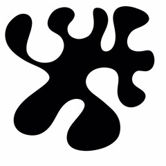 Abstract black ink splash and white background. Isolated plastic form.