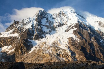 Evening view of mount Salkantay or Salcantay in Peru