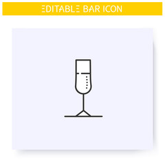 Champagne glass line icon. Alcohol stemware. Party drink. Restaurant, bar menu. Cocktail glass. Cocktail party and drinking establishment concept. Isolated vector illustration. Editable stroke 